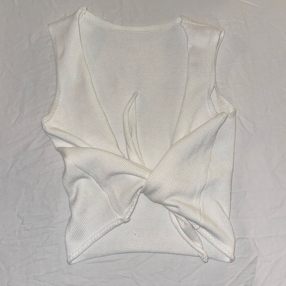 Tie up knit top - white